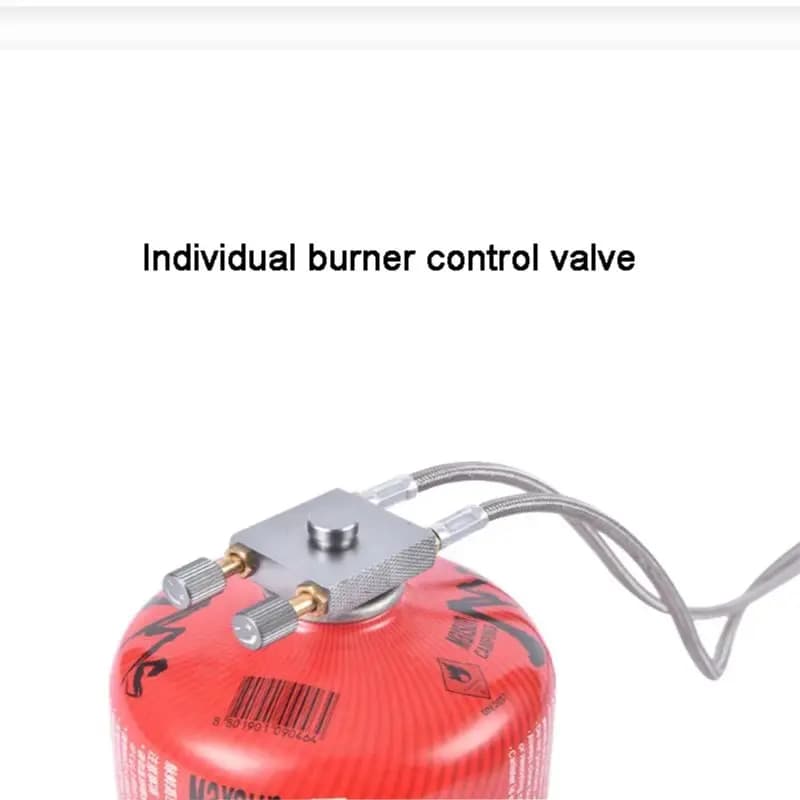 BRS-32 Double Head Gas Stove Portable Outdoor Camping Furnace Fire Switch Free Adjustable Control Cookware Set - 6