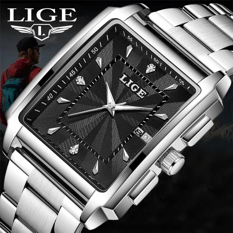 Relogio Masculino LIGE Fashion Military Watch Men Square Mens Watches Top Brand Luxury Waterproof Quartz Chronograph Wristwatch - 6