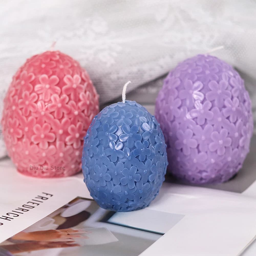 Carving Flower Egg Candle Silicone Mold DIY Catharanthus Ball Making Kit Aromath Soap Plaster Resin Cake Baking Molds Home Decor - 2