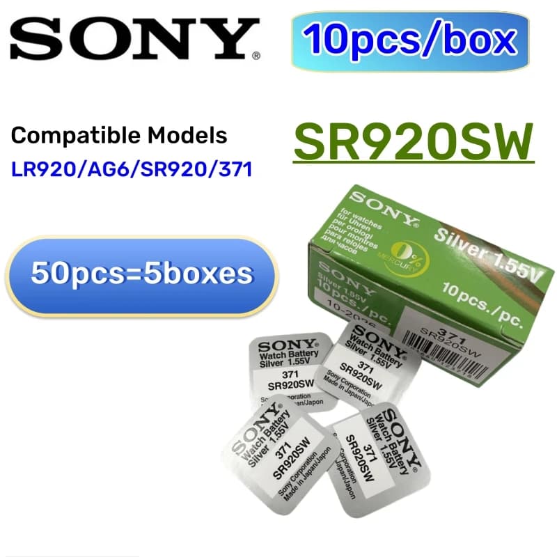 50 قطعة بطارية SR920SW أصلية من SONY AG6 371 LR920 للساعات والألعاب والريموت - 2