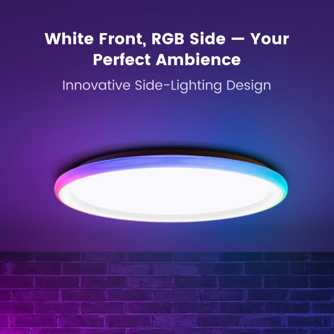 إضاءة سقف ذكية يي لايت RGB مارس، متصلة بالواي فاي، جوانب ملونة RGB، تأتي مع ريموت، 6500 كلفن، متوافقة مع تطبيقات Mi Home وجوجل - 2