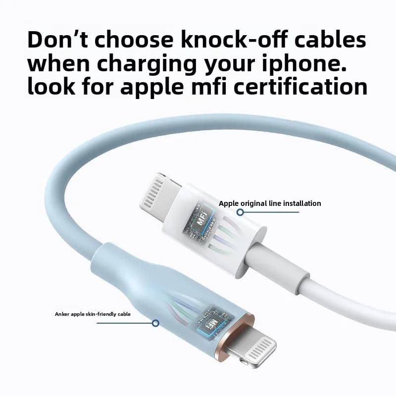 كابل بيانات سيليكون ANKER Typec شحن سريع بشهادة MFi رسمية مناسب للبشرة لأجهزة Apple 13 وApple 14 - 5