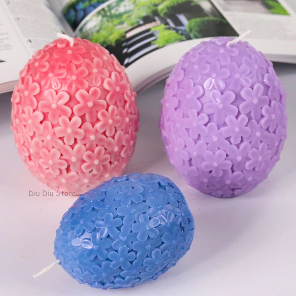 Carving Flower Egg Candle Silicone Mold DIY Catharanthus Ball Making Kit Aromath Soap Plaster Resin Cake Baking Molds Home Decor - 4