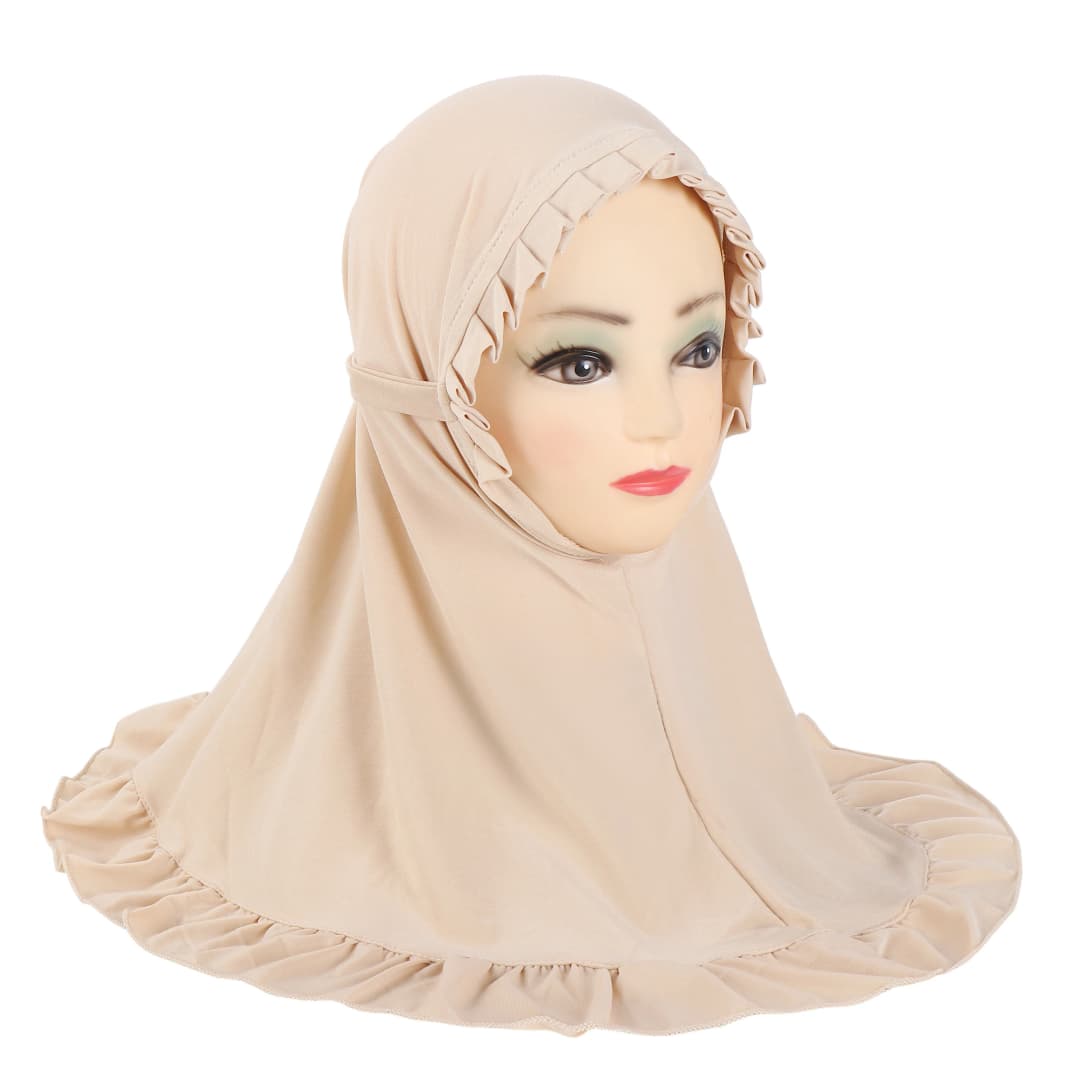 H364 Beautiful Fit 3-6 Years Old Girls Cute Hijab Head Scarf With Crinkles Baby Muslim Shawl Turban Caps - 3