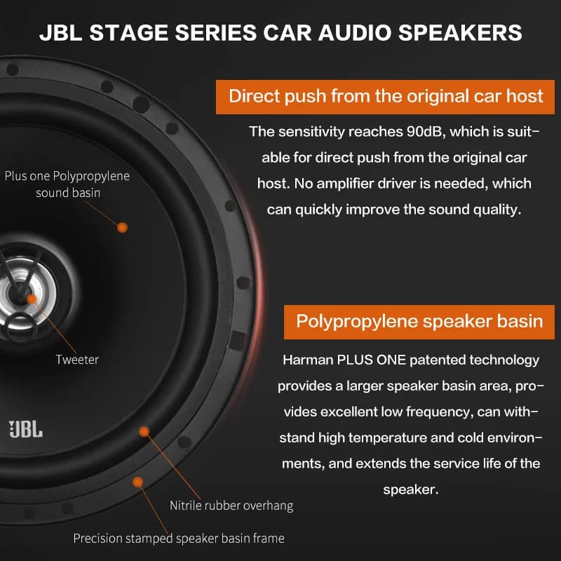 سماعة سيارة JBL 6 بوصة 6.5 بوصة سماعة محورية 350 واط سماعة نطاق كامل هاي فاي سماعة سيارة تريبل ميد سب ووفر - 2
