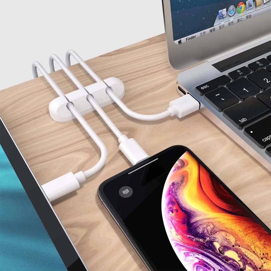 NNBILI منظم كابلات 1/3/5/7 فتحات سيليكون USB منظم كابلات مشابك إدارة ذاتية اللصق لفأرة لوحة المفاتيح سماعة الرأس - 3