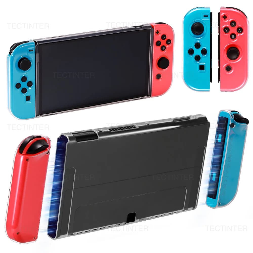 غطاء حماية TPU لجهاز Nintendo Switch Oled، غطاء واقي مقسم، إطار شفاف، إكسسوارات حماية لجهاز الألعاب - 4