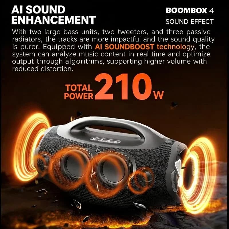 سماعة JBL Boombox 4 أصلية لاسلكية مقاومة للماء والغبار IP68 صوت معزز بالذكاء الاصطناعي بطارية 34 ساعة بلوتوث 5.4 Auracast خارجية رائجة - 4