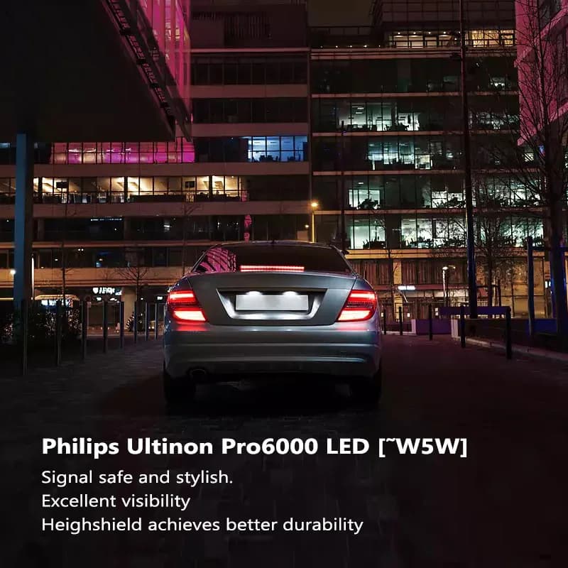 Philips Ultinon Pro6000 T10 W5W LED High Lumens 80LM 130LM 270LM 6000K Fashion White Signal Interior Light Door Readling Lamps - 5