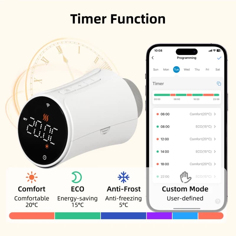صمام مشعاع ترموستات Tuya Zigbee الذكي، مشغل TRV، متحكم درجة حرارة التدفئة، يعمل بالبطارية، متوافق مع أليكسا وجوجل هوم - 3
