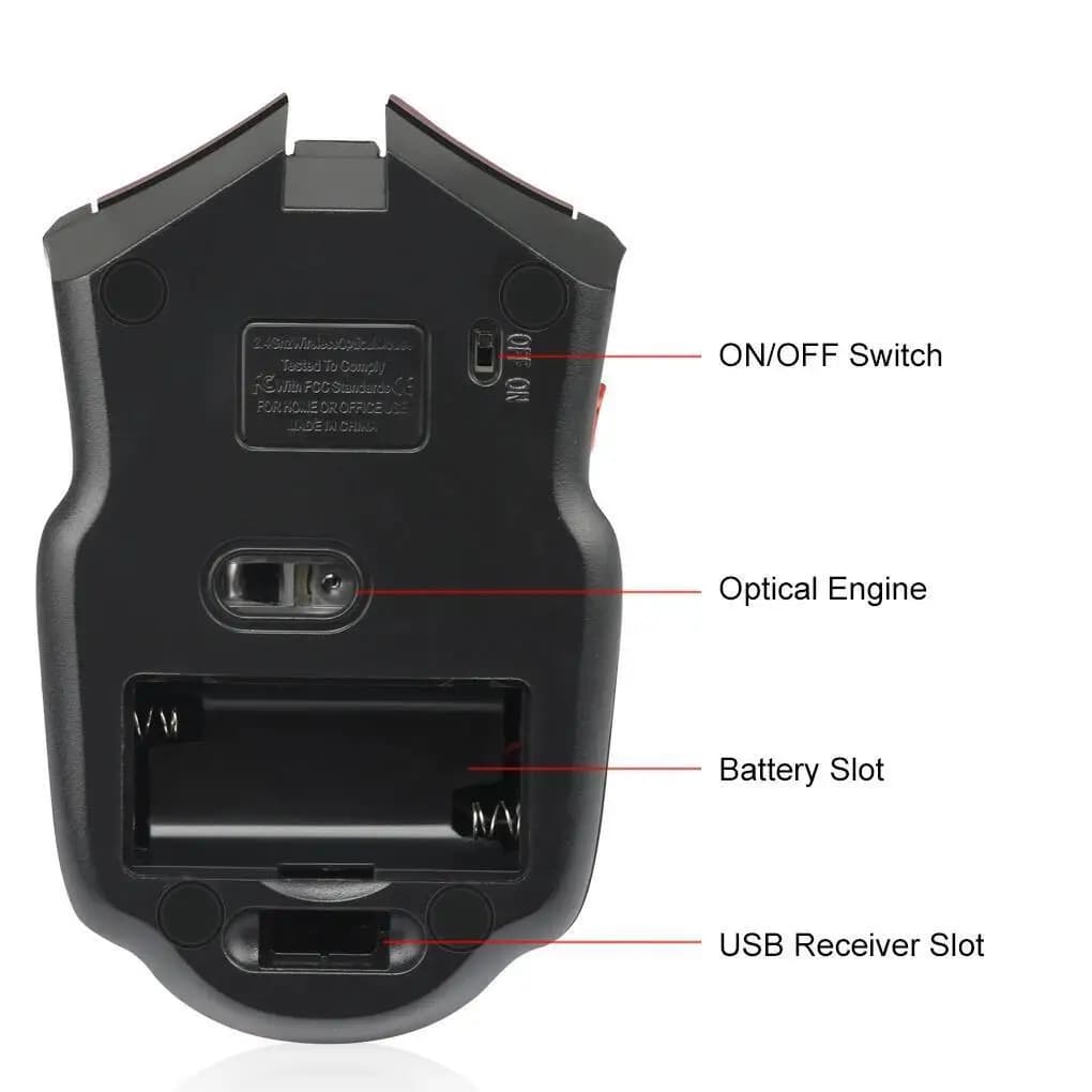 جهاز استقبال ضوئي لاسلكي مع ماوس بـ 6 أزرار، USB، مناسب لأجهزة الكمبيوتر الشخصي والمحمول وملحقاتها - 3
