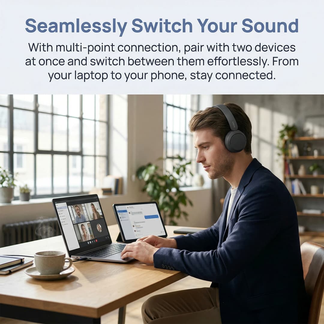 SONY WH-CH520 Efficient Wireless Headwear Bluetooth Earphones Comfortable to Wear Music Earphones with 8 Preset Sound Effects to - 6