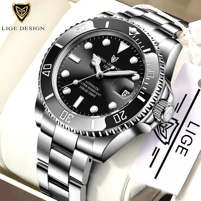 LIGE New Fashion Men's Mechanical Wristwatches Business Watch Men Waterproof Sport Automatic Watch For Men Relogios Masculino - 6