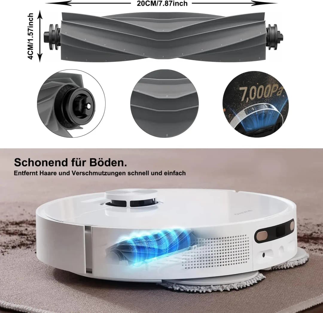 إكسسوارات مكنسة كهربائية روبوتية Dreame D20 Ultra / L10s Ultra CE، فرشاة جانبية رئيسية، قماش مسح، فلتر HEPA، كيس غبار، قطع غيار - 2
