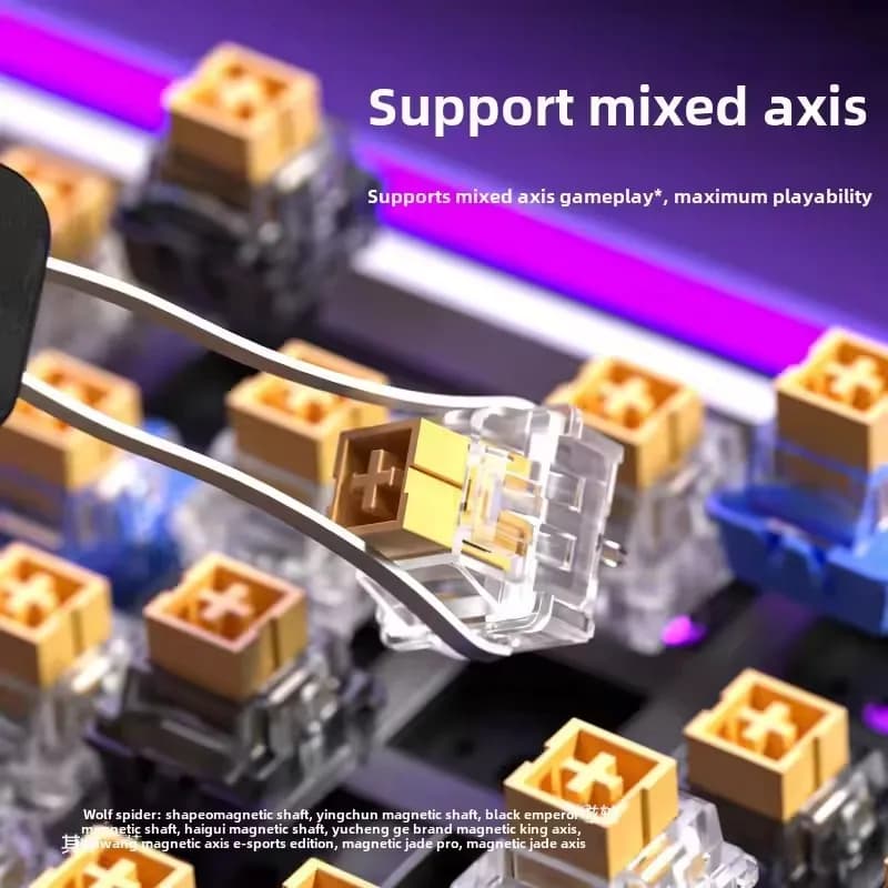 لوحة مفاتيح ميكانيكية سلكية AULA HERO84 HE، إضاءة RGB، إيقاع موسيقي، معدل استجابة 8K، مفتاح مغناطيسي، إكسسوارات كمبيوتر للاعبين - 5