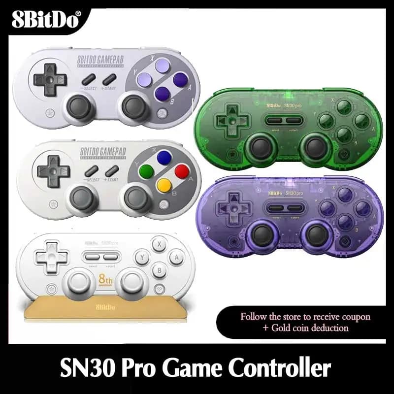 وحدة تحكم ألعاب 8BitDo SF30 Pro SN30 Pro مع عصا تحكم بلوتوث لاسلكية لأنظمة Windows وAndroid وMacOS وNintendo Switch NS2 وSteam