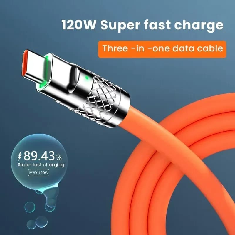 120 واط 6A شحن سريع C نوع كابل Micro3 في 1 مايكرو USB آيفون كابل شحن سامسونج هواوي Xiaomi شاحن الهاتف كابل يو اس بي - 2