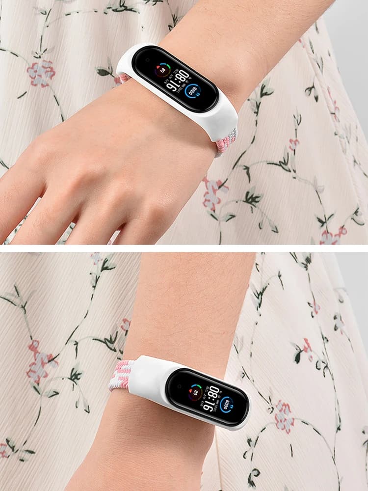 Braided Solo Loop for xiaomi Mi band 7 Watch Strap Nylon NFC Bracelet smart Miband6 belt correa on Mi band 7 8 6 5 4 3 watchband - 5