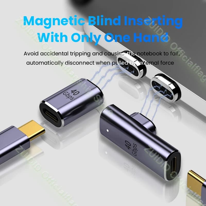 USB4.0 Thunderbolt3 Magnetic Adapter USB C To Type C 40Gbps 100W Fast Charging Magnet Converter Cable 8K@60Hz USB Type C Adapter - 6