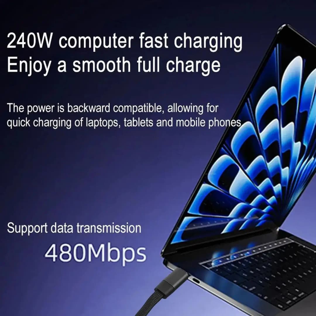 Oozcc 240W Elbowed 180° Fast Charging Foldable Phone Holder, PD Cable Nylon Data Sync, For iPhone 17, Samsung, Xiaomi, POCO, Tes - 6