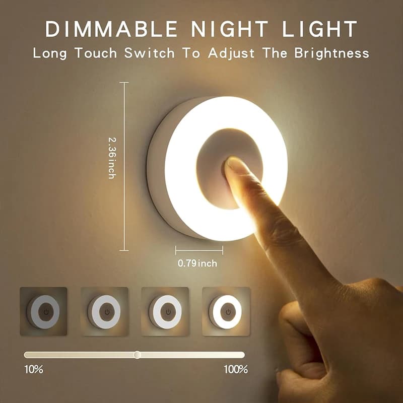 1-6 قطعة توفير الطاقة LED أضواء ليلية اللمس الاستشعار 3 اللون عكس الضوء الجدار ليلة مصباح USB قابلة للشحن غرفة المغناطيسي الممر غرفة نوم - 3
