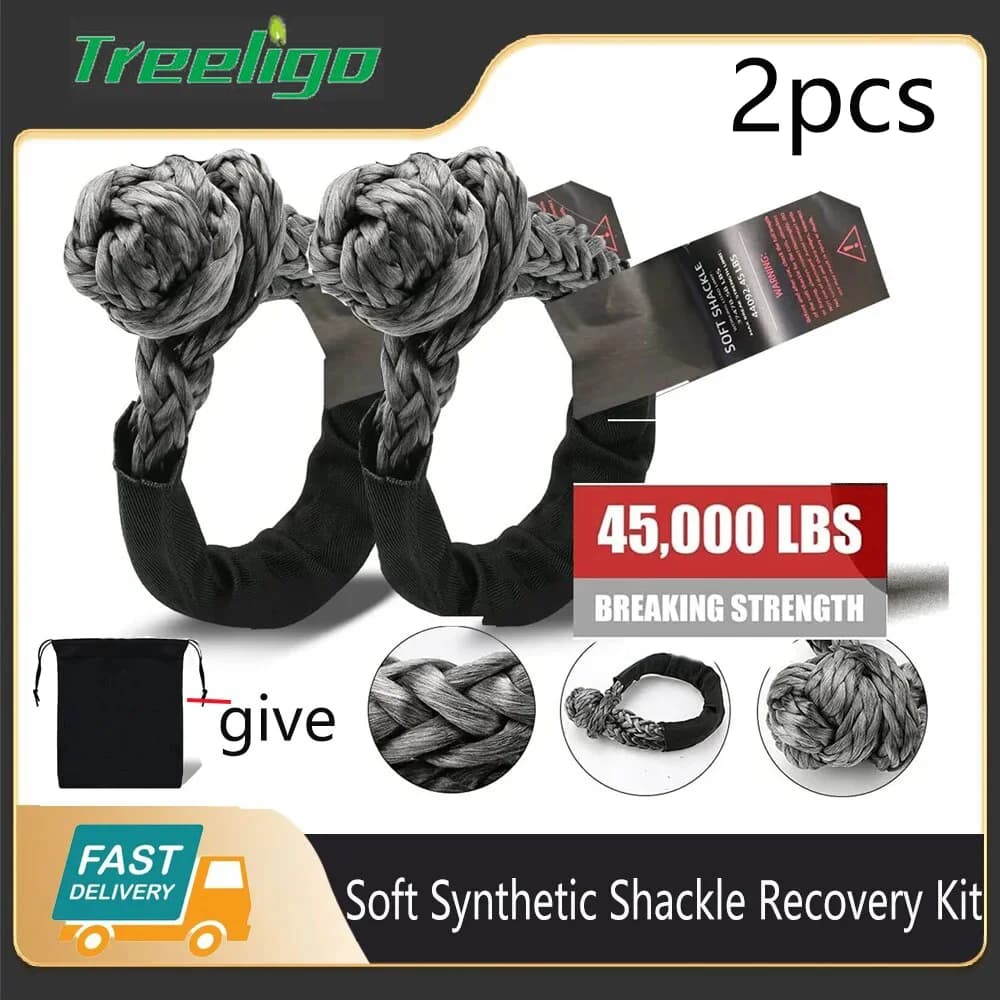مجموعة استرداد قيود حبل صناعي ناعم من Treeligo 2 قطعة 3/4" x 22" لـ ATV شاحنة الطرق الوعرة يخت زراعة صناعي 45000 رطل