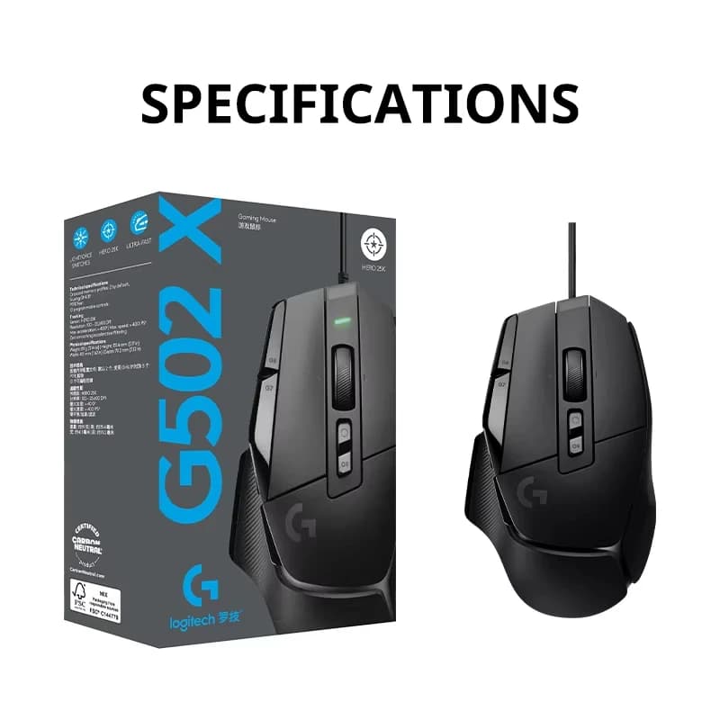 ماوس الألعاب السلكي Logitech G502 X مع مستشعر Hero 25K ودقة 25600 DPI وتقنية Lightforce البصرية والميكانيكية للألعاب الإلكترونية - 6