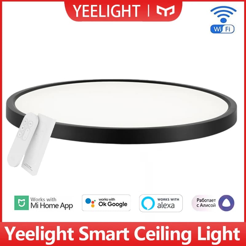 يي لايت إضاءة سقف LED ذكية أبيض دافئ/أبيض بارد رقيقة 30mm واي فاي تحكم صوتي ذكي تعمل مع شاومي هوم