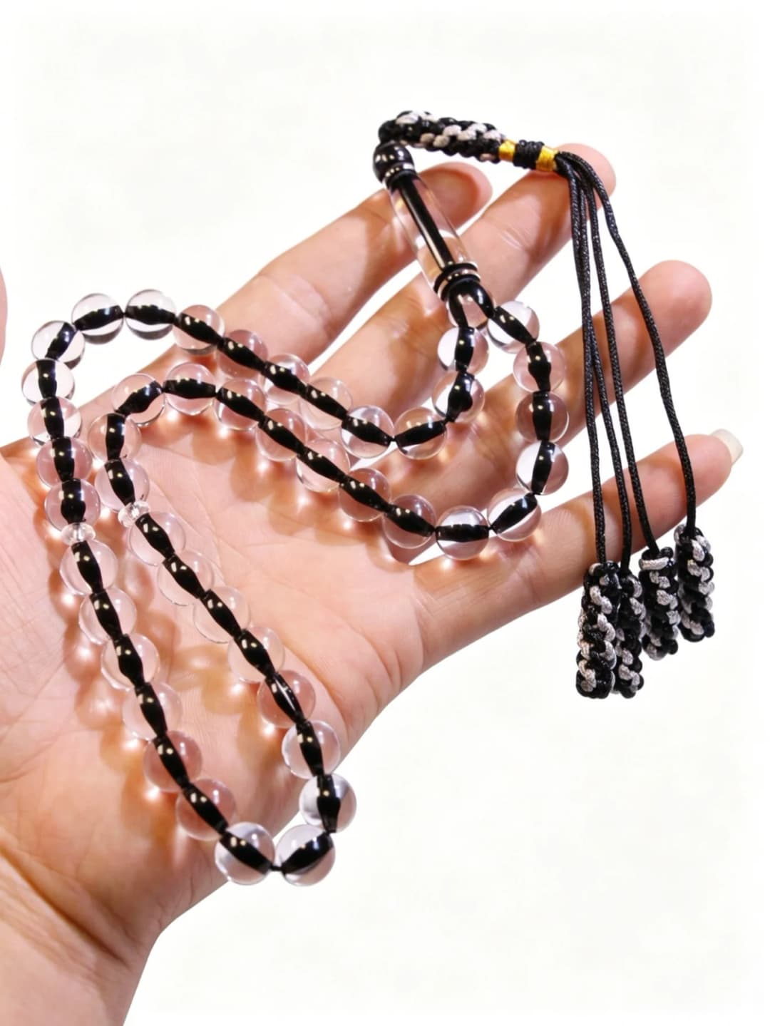 Handmade Mixed Color Tassel Islamic Tasbih 45 Transparent Beads Middle Eastern Prayer Beads - 4