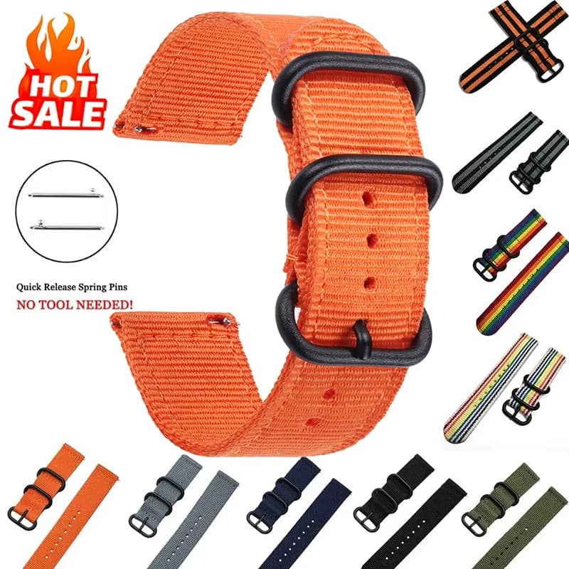 حزام ساعة رياضي من Nylon المنسوج، مقاس 18 و20 و22 و24 ملم، متوافق مع Samsung Galaxy 7 و6 و4 و5، Gear S3 Classic Active 2، Amazfit