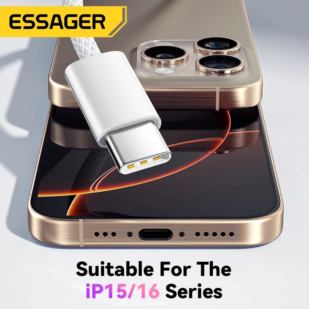 Essager 60W USB Type C to Type C Cable For iphone 16 15 14 Pro Xiaomi Huawei Fast Charging USB C Cable For Samsung Fast Cable - 2