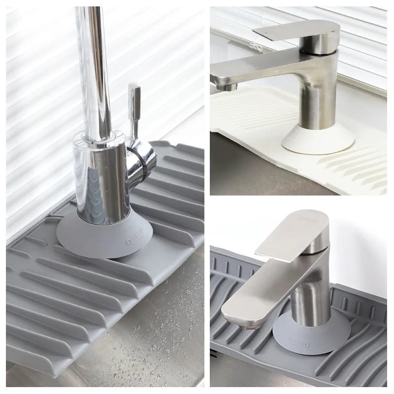 1pc Silicone Faucet Absorbent Kitchen Mat Sink Splash Catcher Countertop Protector Mat Draining Pad for Bathroom Kitchen Gadgets - 3