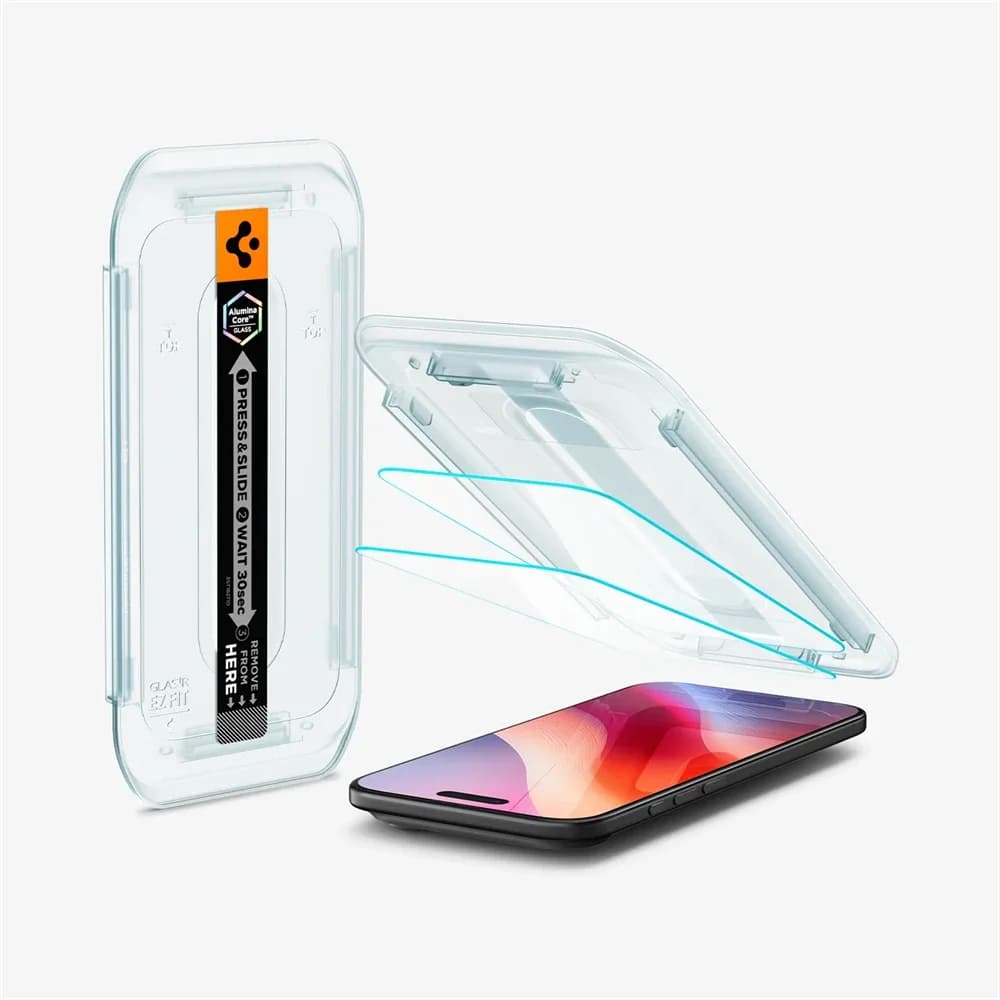 2PCS Spigen Glas.tR EZ Fit Sensor Protected Tempered Glass High Definition Screen Protector For iPhone 17 Pro Max 16 15 14 Plus - 3