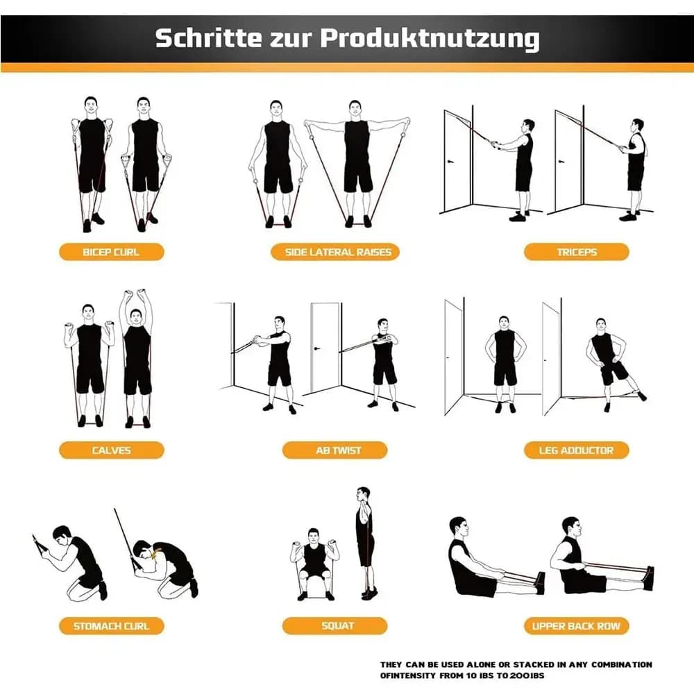 Resistance Bands Set Tension Pull Rope for Men Women Workout Exercise Bands for Fitness Home Gym Strength Training Equipment - 3