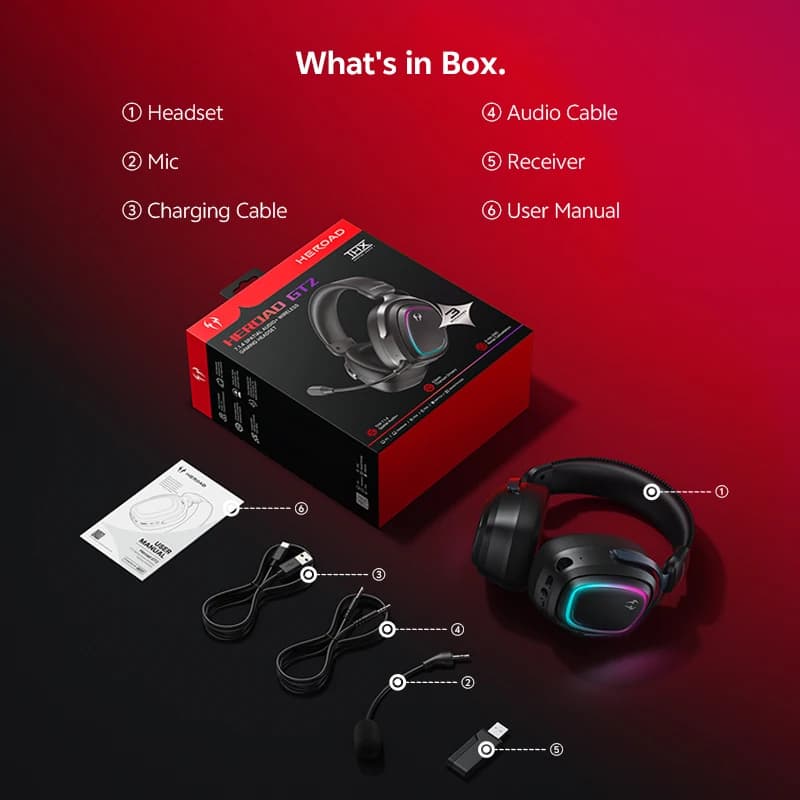 سماعات رأس للألعاب QCY Heroad GT2 H5GMA صوت محيطي THX+7.1.4 وضع ثلاثي RGB 3 ميكروفونات ENC سماعات أذن للكمبيوتر/PS5 - 6