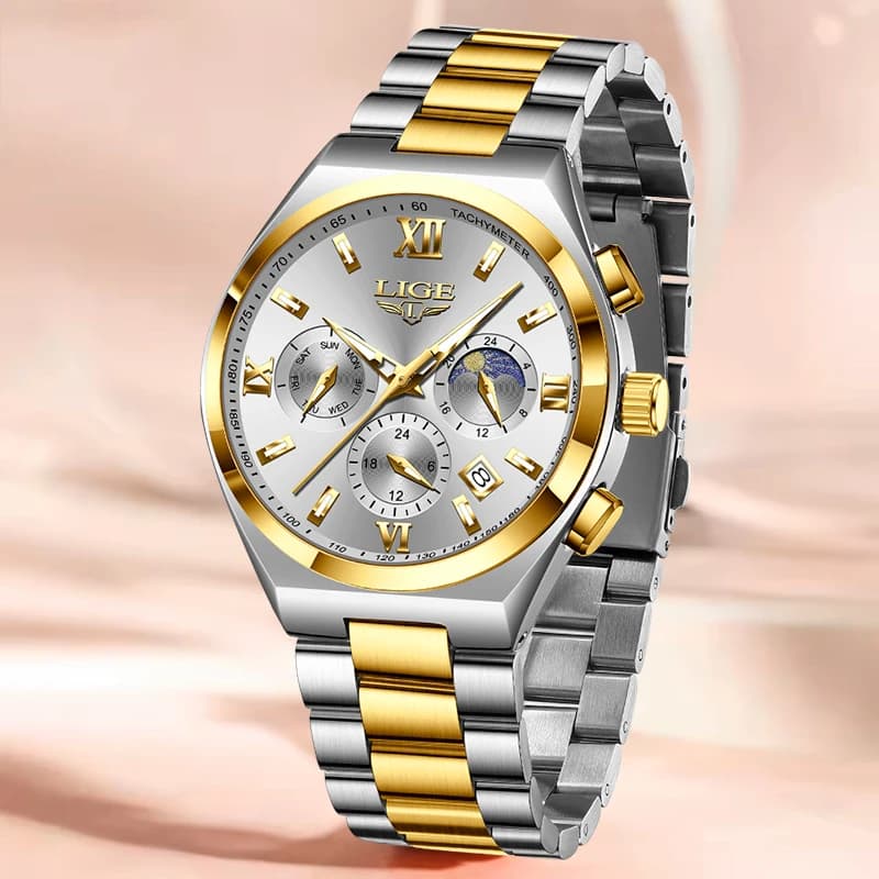 LIGE Watches For Women Elegant Luminous Date Women's Quartz Watches Stainless Steel Sports Waterproof Bracelet Watch Women Gift - 3