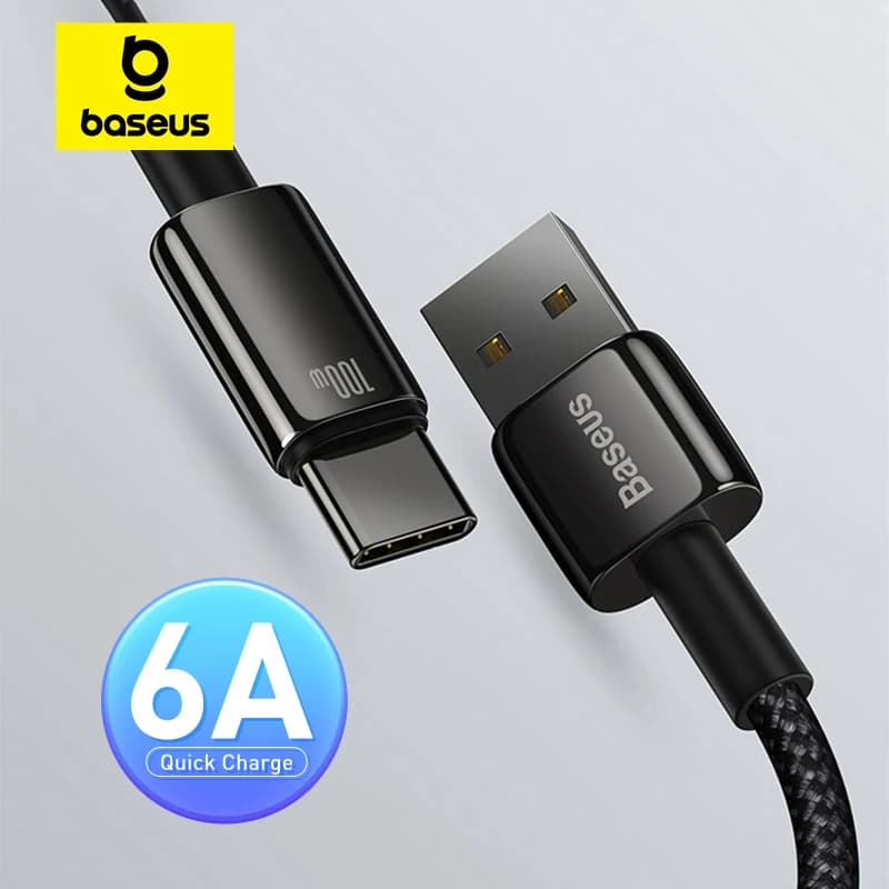 كابل بايسوس 100W يو إس بي من النوع سي لسامسونج برو شحن سريع كورد شاحن يو إس بي سي بيانات لهواوي P30 وريالمي وون بلس وبوكو F3