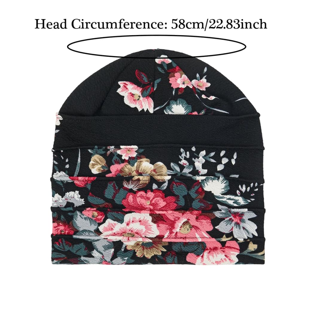 Trendy Printed Flower Cap Night Sleeping Cap Muslim Women Hijab Leopard Bonnet Ladies Headscarf Convenient Hat Wrap - 5