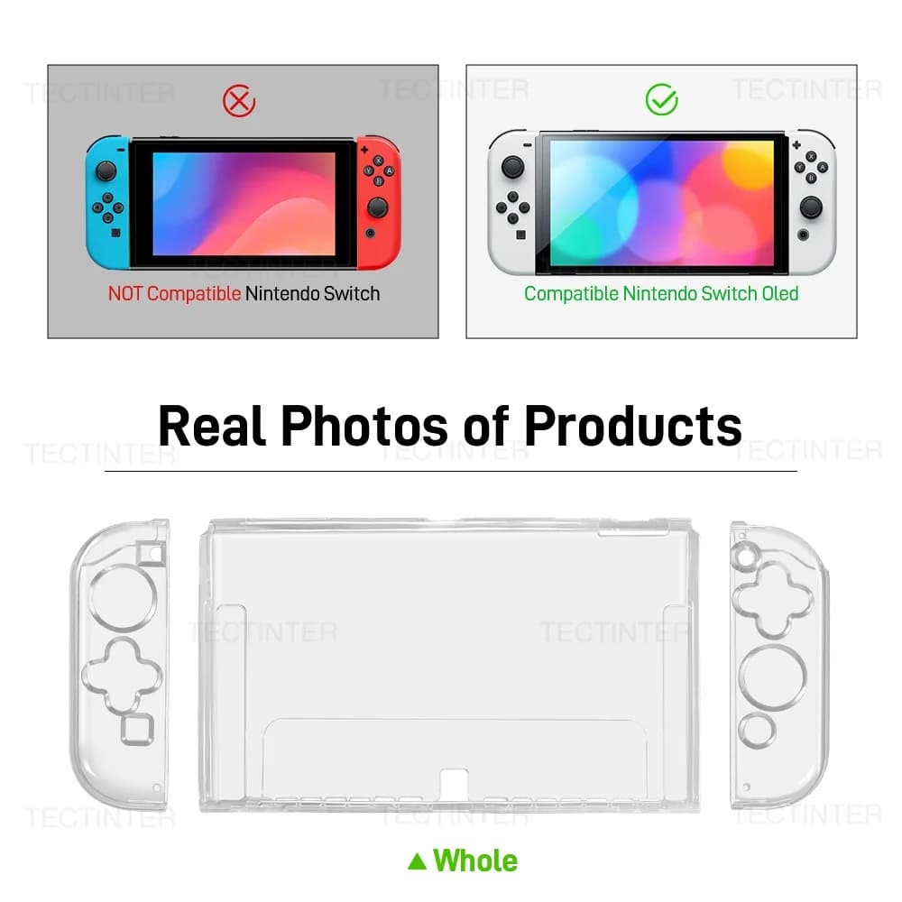 غطاء حماية شفاف ناعم من TPU لجهاز Nintendo Switch Oled، غطاء واقي مقسم لإكسسوارات جهاز الألعاب - 2