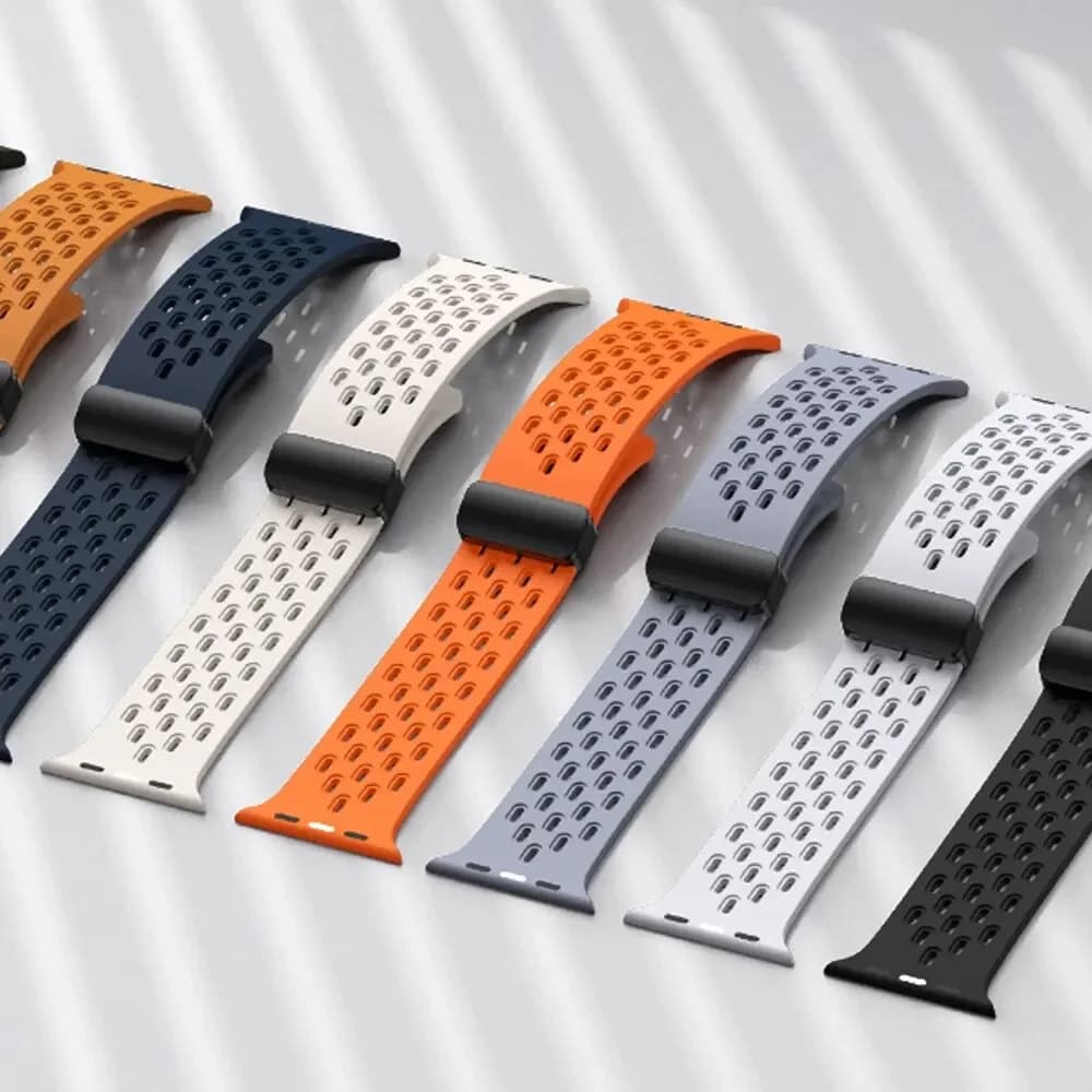 حزام سيليكون لسوار ساعة أبل 49مم 45مم 44مم 42مم 40مم 41مم سوار مغناطيسي سلسلة iWatch 9 8 SE 7 6 5 4 3 ألترا - 5