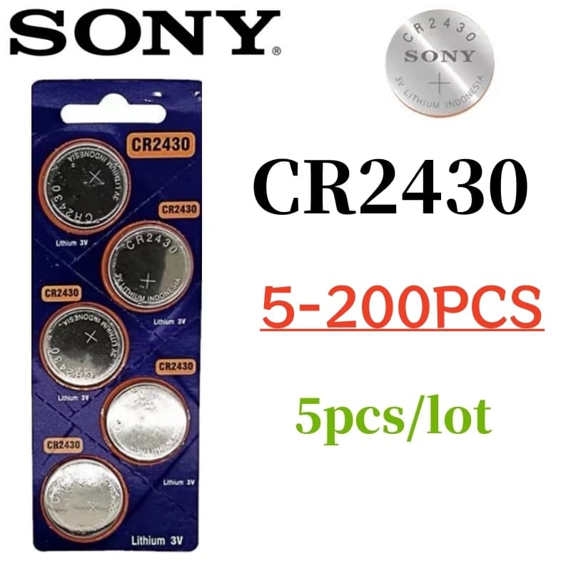 5-200PCS Original SONY CR2430 Lithium Battery DL2430 BR2430 Button Coin Batteries for Key Fob Watch Alarm Clock Remote Control