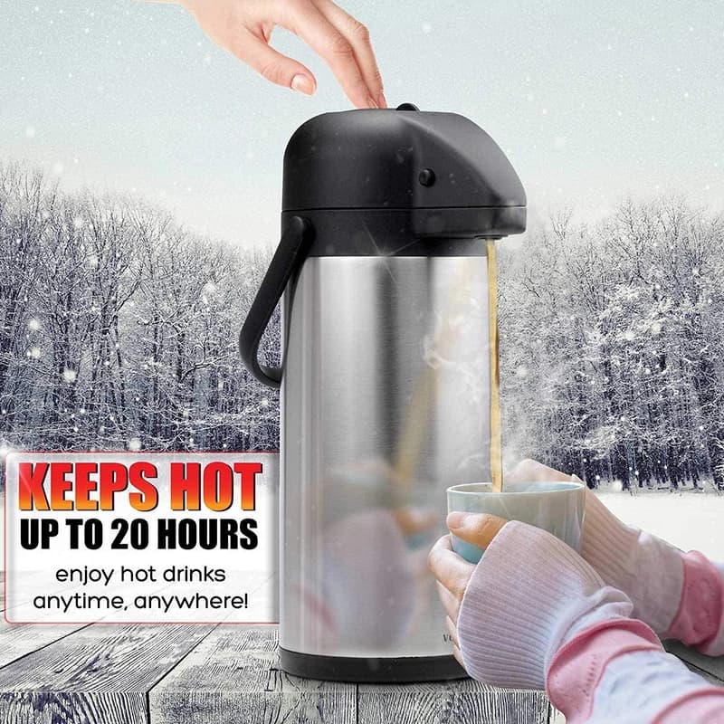 Airpot Hot & Cold Drink Dispenser, Coffee Dispenser, Stainless Steel Thermos Urn - 3