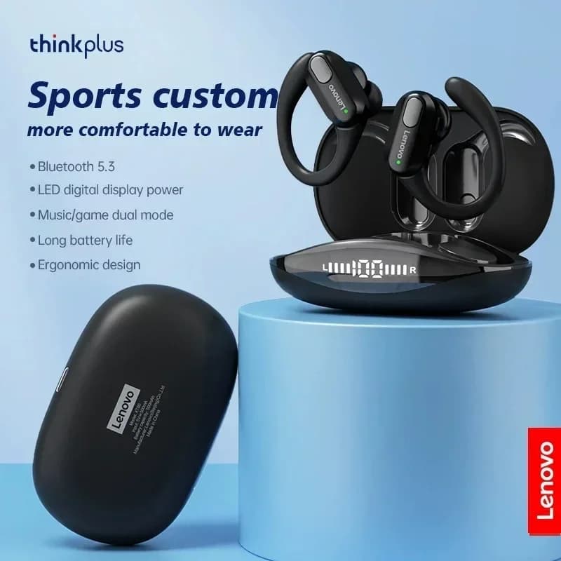 سماعات رأس لاسلكية لينوفو XT80، بلوتوث 5.4، سماعات أذن حقيقية مع ميكروفون، تحكم بالزر، تقليل الضوضاء، خطافات أذن، سماعة مقاومة للماء - 2