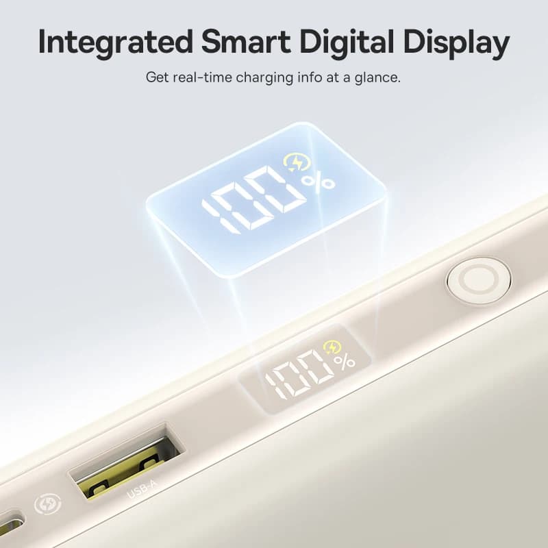 بنك طاقة من Baseus بسعة 20000 مللي أمبير وسعة 100 واط، مزود بكابل USB-C مزدوج مدمج للشحن السريع، وشاشة عرض رقمية، متوافق مع آيفون 17 برو ماكس وسامسونج - 6