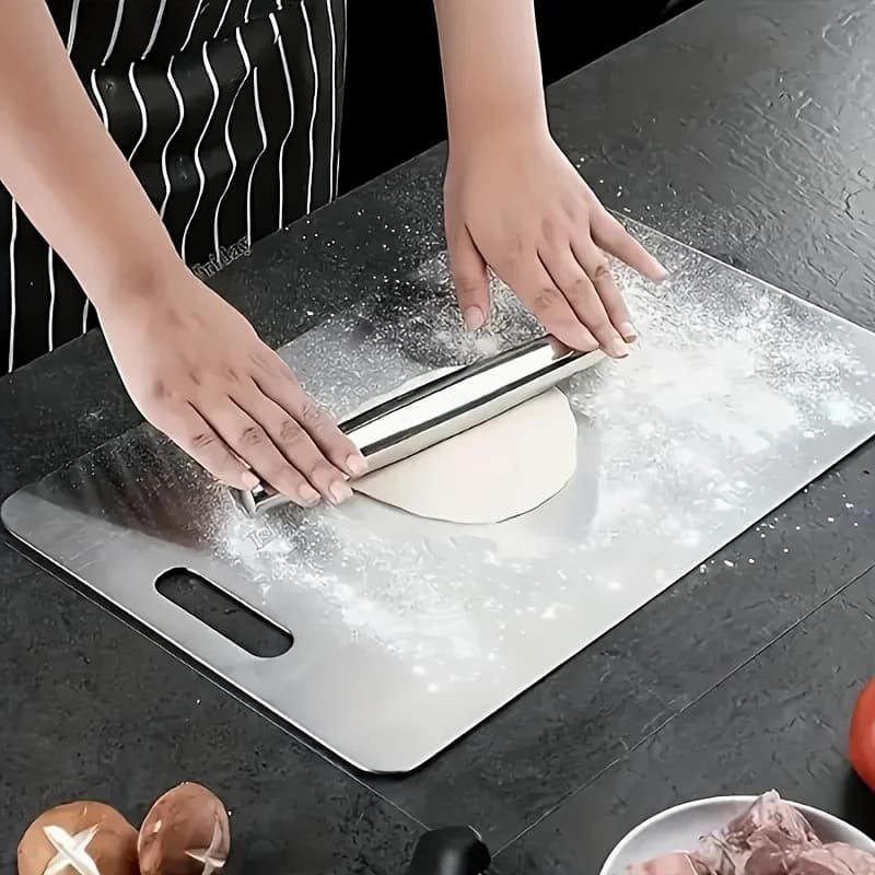 2pcs Stainless Steel Cutting Board Set - Heavy Duty Non-Slip for Meat & Vegetables | BPA Free & Rust Proof - 3