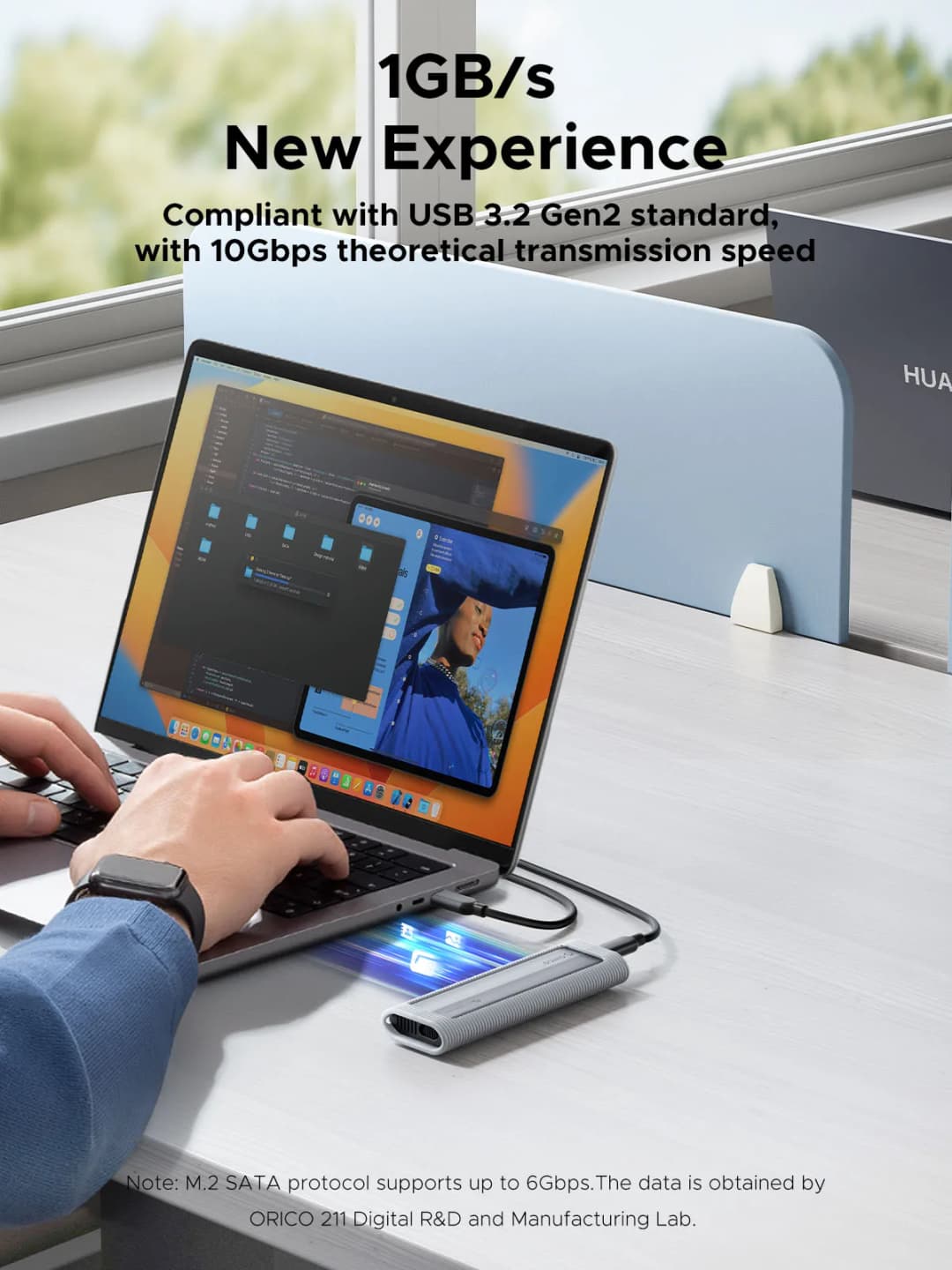 ORICO M.2 NVMe SATA SSD Enclosure Tool-Free USB External 10Gbps M.2 NVMe to USB Adapter Support UASP for PCIe NVMe and SATA SSD - 2