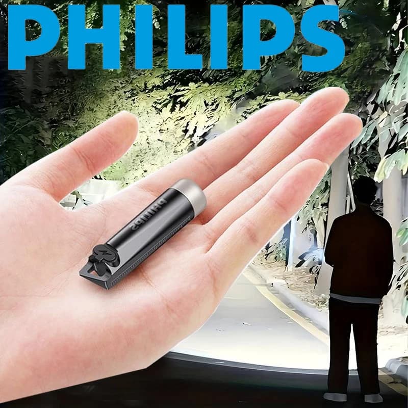 PHILIPS 2025 NEW SFL1121 مصباح يدوي EDC صغير قابل لإعادة الشحن مع سلسلة مفاتيح، مصباح تخييم محمول للمشي والدفاع عن النفس - 3