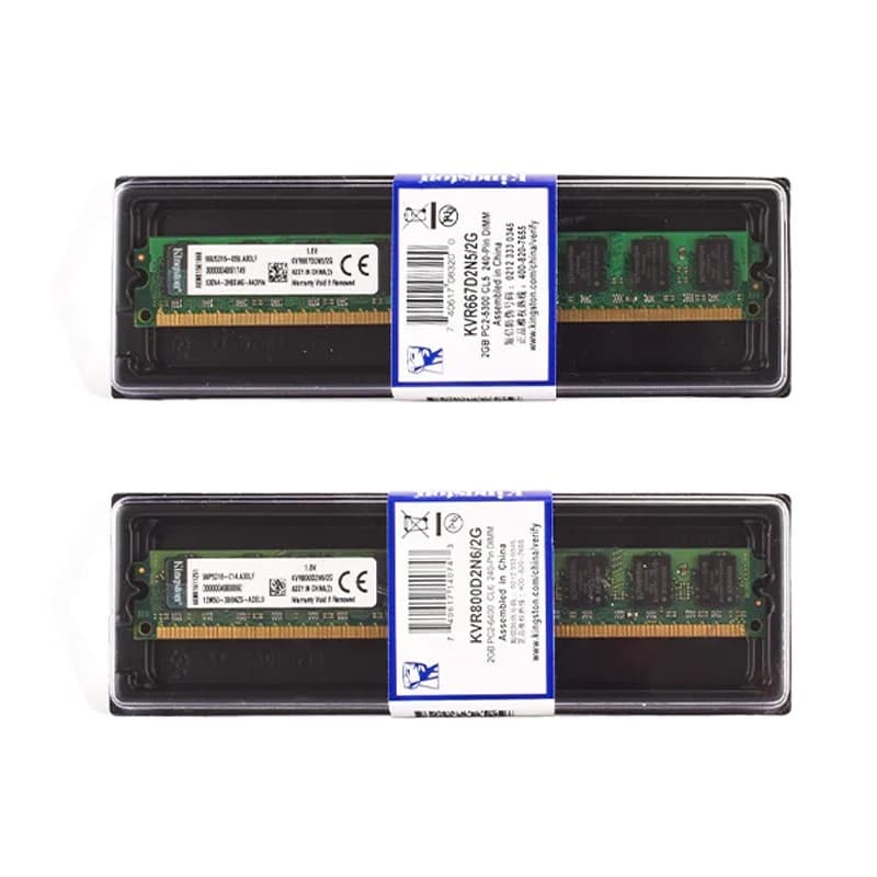 كينجستون ميموريا رام DDR2 2 جيجابايت 800 ميجاهرتز 667 ميجاهرتز PC2-5300 PC2-6400 240 دبوس 1.8 فولت NON ECC ذاكرة سطح المكتب موديل - 6