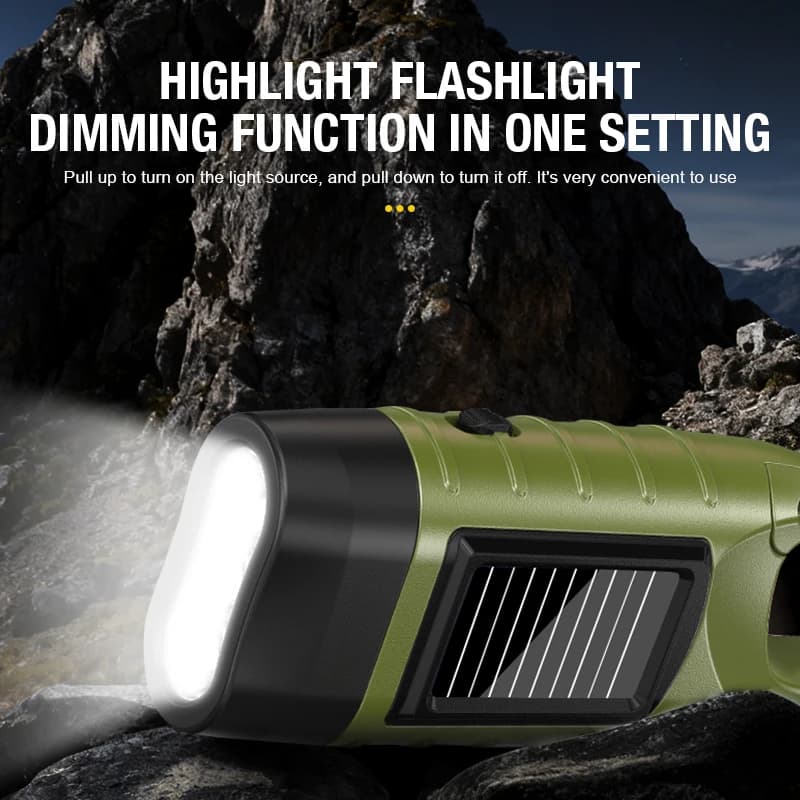 Solar powered hand cranked flashlight multifunctional camping power supply LED emergency light outdoor lighting generator flashl - 5
