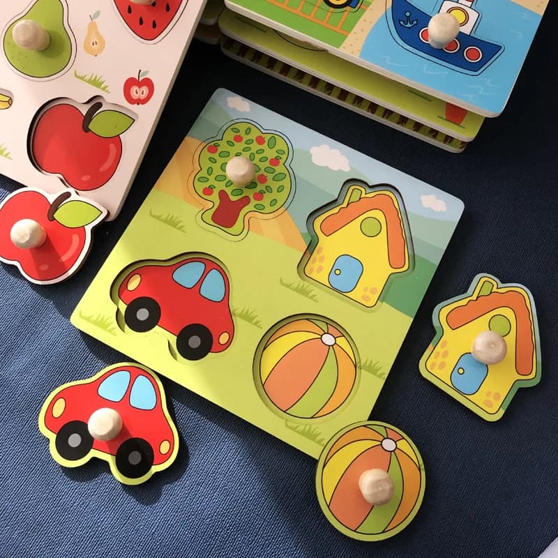 Montessori Wooden Toys for Babies 1 2 3 Years Boy Girl Gift Baby Development Games Wood Puzzle for Kids Educational Learning Toy - 2